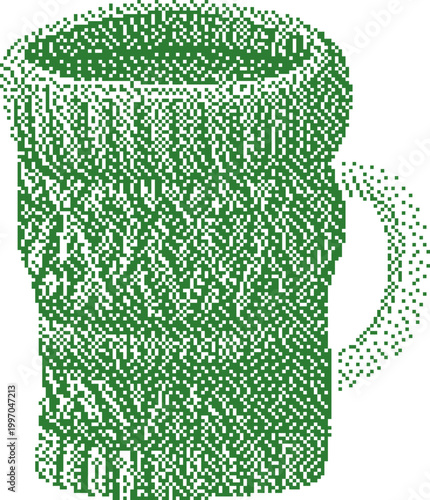 Green textured beer mug with handle during a festive celebration