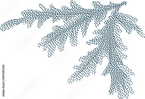 Foto Oak leaf cluster in a delicate pointillist style on a white background