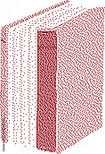 Open Hardcover Book with Red Spine Against White Background