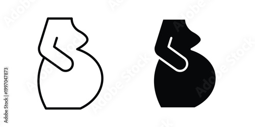 Pregnancy icon on white background editable stroke and solid flat.