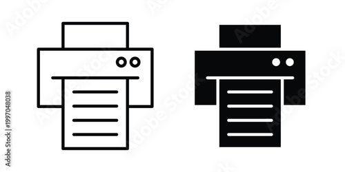 Print icon on white background editable stroke and solid flat.