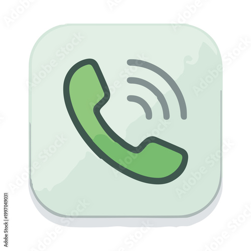 Green Phone Handset Icon for Mobile Communication Interface
