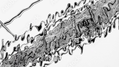 Black ink spreading in wavy abstract pattern