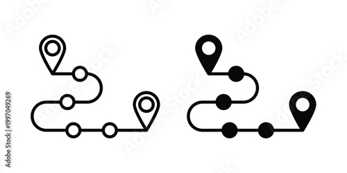 Roadmap icon on white background editable stroke and solid flat.