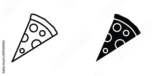 Two pizza slice icons a black and white illustration of italian cuisine