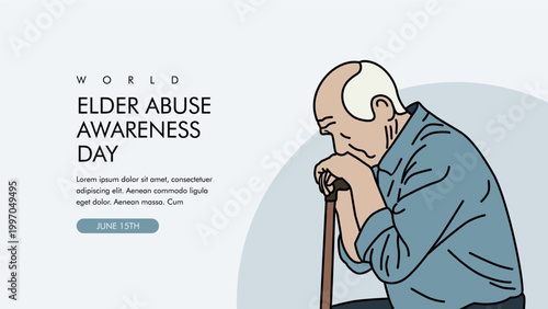 world elder abuse awareness day illustration with contemplative older man