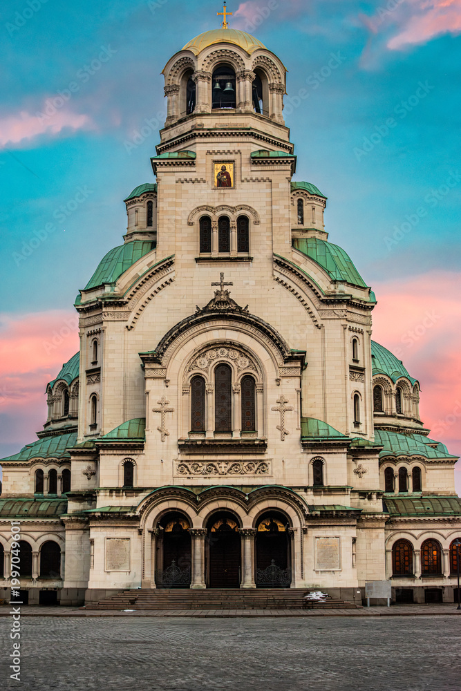 Fototapeta premium Alexander Nevsky Cathedral Sofia with Sunset