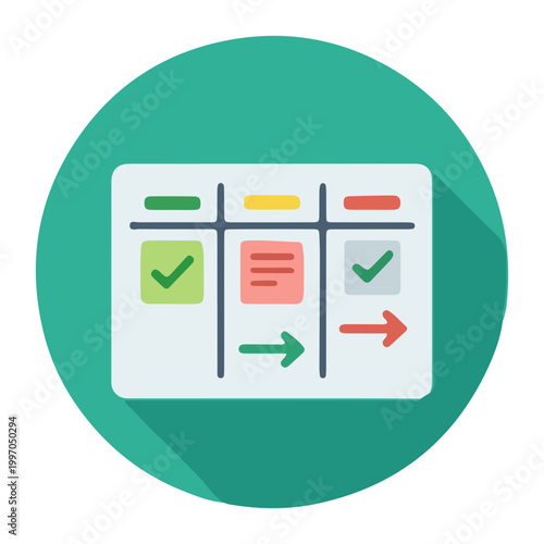 Kanban Board Project Management Flat Vector Icon