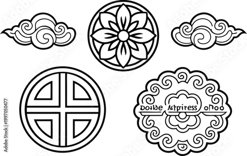 Chinese Auspicious Ornament Cultural Symbol. Traditional Chinese Lucky Ornament Design. Chinese Fortune Ornament Decorative Element. Auspicious Chinese Symbol Cultural Motif. Chinese Ornament