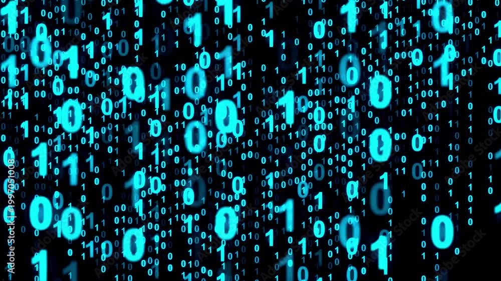 Binary Code Rain Falling Loop Background – Digital Matrix Style ...