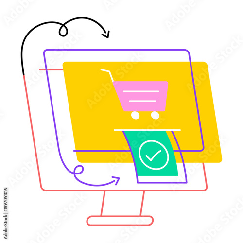 Flat style icon of an online checkout
