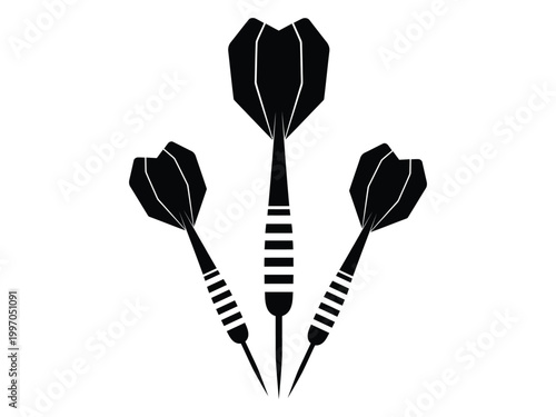 Three black darts a simple illustration of a popular game