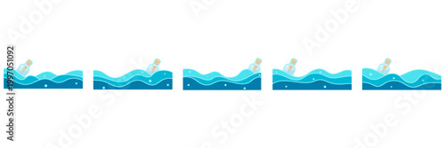 Message in a Bottle Floating on Waves Animation Sprite Sheet