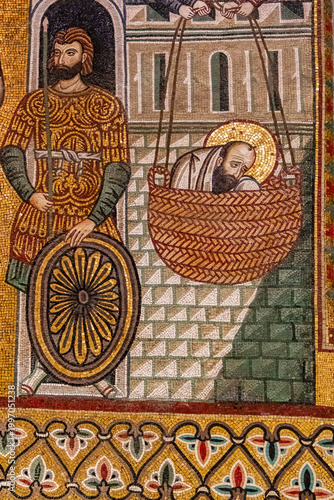 Quadro em tela flight of Saint Paul from Damascus, Palatine Chapel, Arab-Norman-Byzantine style