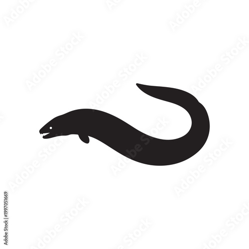 Eel silhouette icon vector flat design