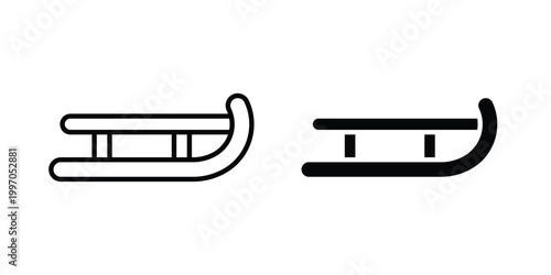 Sled icon on white background editable stroke and solid flat.