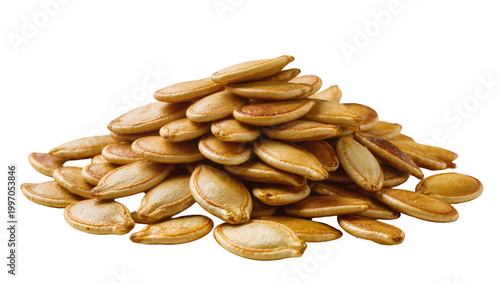 Pile of Roasted Pumpkin Seeds with Light Brown Color