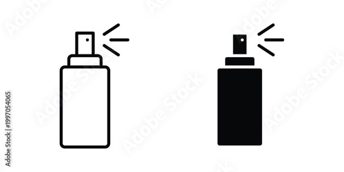 Spray bottle icon on white background editable stroke and solid flat.