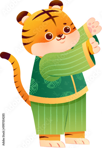 Tiger Raising Its Hands Up