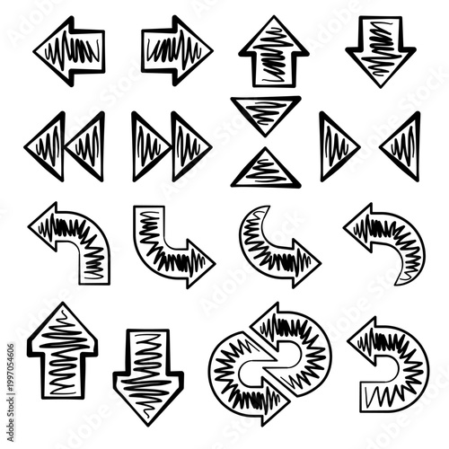 Sketch arrow set handdrawn rough direction icons