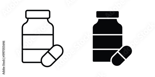 Supplement icon on white background editable stroke and solid flat.