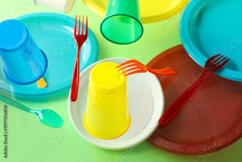 Colorful plastic tableware ...