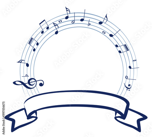 The round frame with musical notes.