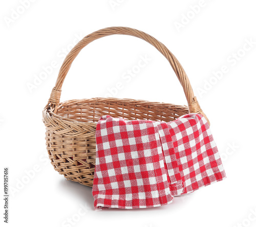 Wicker picnic basket with r...
