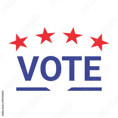 Chicago Vote sign with four red stars. Election day in Chicago, Illinois. Vector illustration Ideal for election-related designs, voter mobilization, and civic engagement themes in Chicago, Illinois.