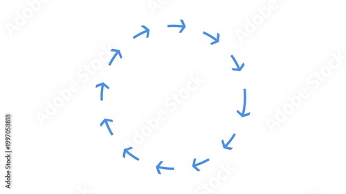Circular Blue Arrow Loop Animated Icon With Alpha Channel. Loading Process, Refresh Cycle, Sync Rotation, And Continuous Workflow Motion Graphic. Animation On Transparent Background