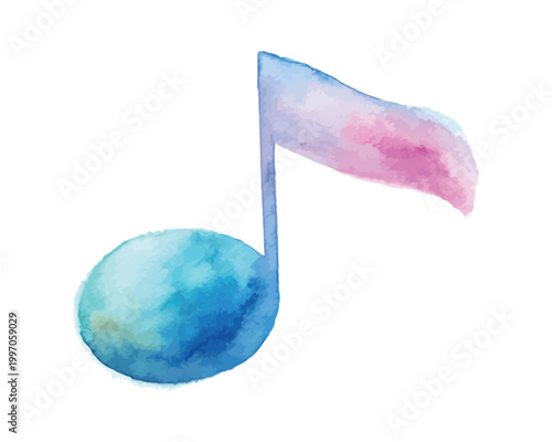 Hand-Painted Musical Notes Icon, Music Festival Watercolor Clipart, Isolated Vector Illustration