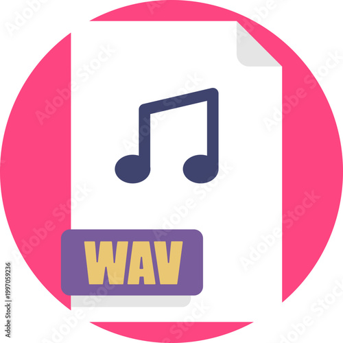 A simple audio file icon featuring a waveform graphic, typically accompanied by the label “.WAV,” representing uncompressed, high-quality sound files.