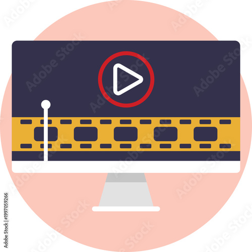 An icon showing a horizontal video timeline with a pair of scissors cutting through it, representing trimming or editing video clips.