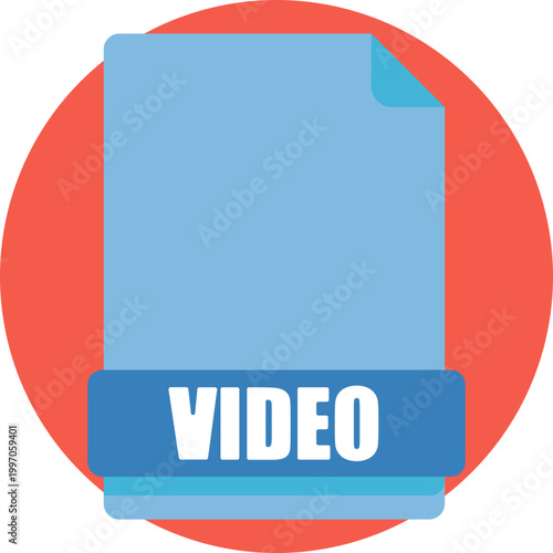 A rectangular file icon with a folded corner, featuring a play button symbol (triangle) in the center, indicating a video format.