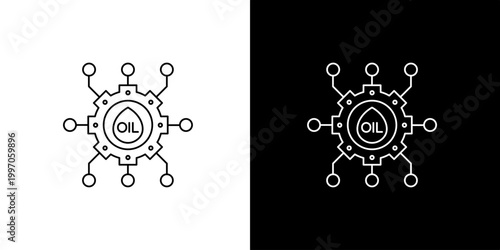 Conceptual vector icon illustrating advanced oil and gas technology, smart energy management, and connected industrial petroleum networks for digital transformation