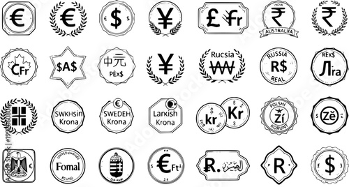 Collection of Currency Symbols: A Vector Set of Global Money Signs