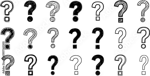 Question Mark Set: Hand-Drawn, Graphic Design Elements