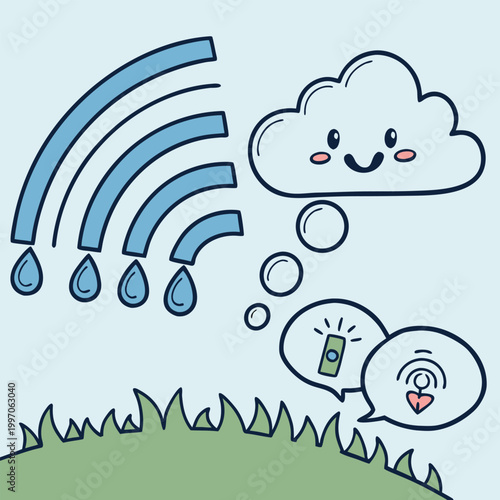 Smart Rain Cloud Technology Vector Icon Digital Data Flow Circuit Design
