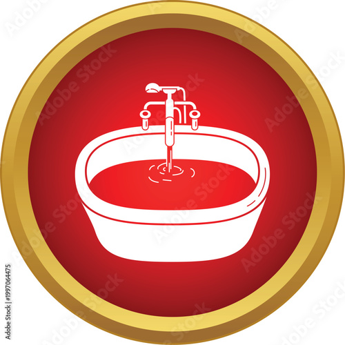 Bathtub filling with water, a popular hygiene and plumbing icon