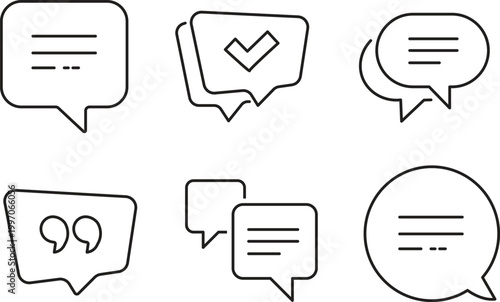 Hand drawn speech bubble icons set communication and dialogue visuals