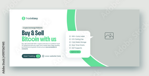 Crypto Trading & Investment Social Media Facebook Cover and Web Banner Template
