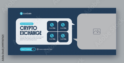 Crypto Trading & Investment Social Media Facebook Cover and Web Banner Template
