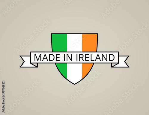 Made in Ireland - shield with Irish flag