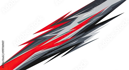 Abstract racing decal design with sharp red and grey shapes