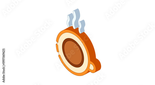 Isometric illustration of a hot beverage in a mug isolated on a white background