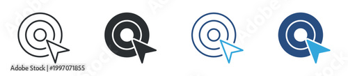 Target cursor icon set. Click pointer symbol. Aim and selection icons, vector illustration.