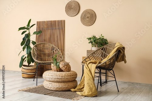 Interior of room with armch...