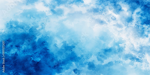 Beautiful fluffy white clouds float across a bright blue abstract sky background on a clear sunny summer day in this high atmosphere nature cloudscape