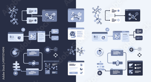 Modern illustration depicting audio recording equipment, conveying a sense of creation, podcasting, and content creation for use in blogs, websites, o