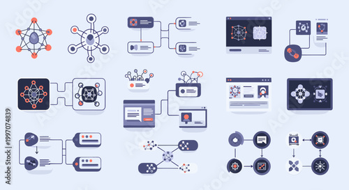 A modern infographic illustrating data transformation and processing. Ideal for illustrating complex systems, workflows, or demonstrating stages in a 